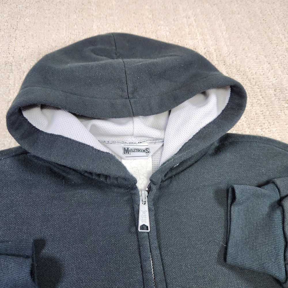Vintage Thermal Lined Hoodie Men Medium Black Muleskins Waffle Knit Thermal